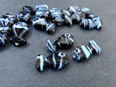 3 Glass Fish Beads, Good Luck Bead, Evil Eye Amulet, Murano, Kismet Beads, Lucky, Handmade Lampwork, Black Light Blue