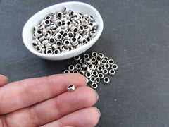 5mm Rustic Washer Bead Spacers, Organic Round Metal Beads, Jewelry Making Supply, Matte Antique Silver Plated, 30pc