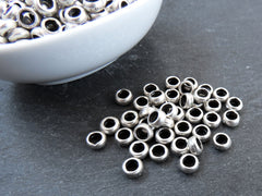 5mm Rustic Washer Bead Spacers, Organic Round Metal Beads, Jewelry Making Supply, Matte Antique Silver Plated, 30pc