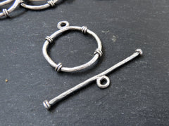 Extra Large Toggle Clasp, T Bar Clasps, T Bar, Silver Toggle Clasps, T Clasps, Silver Clasps, Closure, Matte Antique Silver Plated, 1set