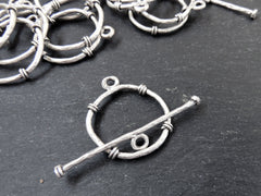 Extra Large Toggle Clasp, T Bar Clasps, T Bar, Silver Toggle Clasps, T Clasps, Silver Clasps, Closure, Matte Antique Silver Plated, 1set