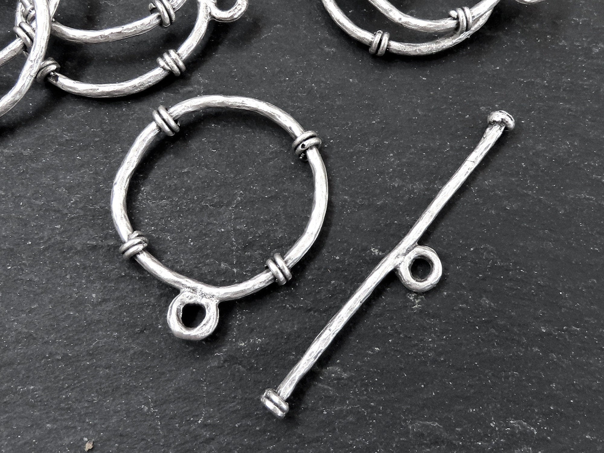 Extra Large Toggle Clasp, T Bar Clasps, T Bar, Silver Toggle Clasps, T Clasps, Silver Clasps, Closure, Matte Antique Silver Plated, 1set