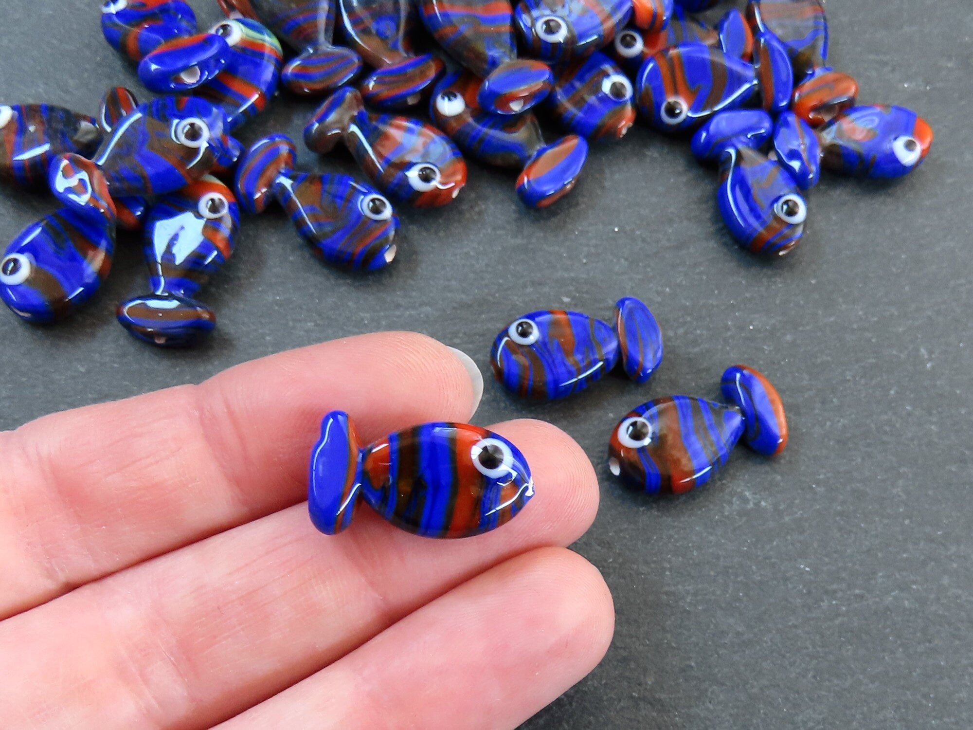 3 Glass Fish Beads, Good Luck Bead, Evil Eye Amulet, Murano, Kismet Be –  LylaSupplies
