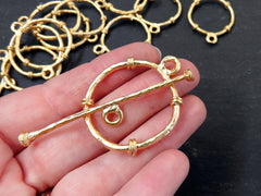 Extra Large Toggle Clasp, T Bar Clasps, T Bar, Gold Toggle Clasps, T Clasps, Gold Clasps, Closure, 22k Matte Gold Plated, 1set