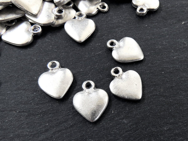 Rustic Heart Pendant Charms, Gold Love Charms, Jewelry Making Charms, Bracelet Charms, Necklace Charms, Matte Antique Silver Plated, 4pcs