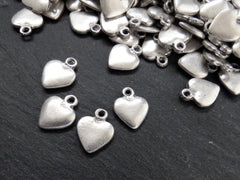 Rustic Heart Pendant Charms, Gold Love Charms, Jewelry Making Charms, Bracelet Charms, Necklace Charms, Matte Antique Silver Plated, 4pcs