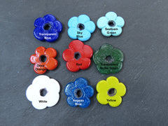 2 Large Sky Blue Glass Flower Beads, Large Chunky Flower Artisan Handmade Opaque Red, Size Between 40 - 48mm