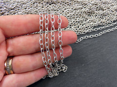 6x4mm Silver Cable Chain, Silver Chain, Oval Link Chain, Necklace Chain, Bracelet Chain, Matte Antique Silver Plated, 1 Meter = 3.3 Feet