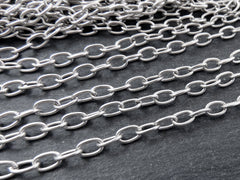 6x4mm Silver Cable Chain, Silver Chain, Oval Link Chain, Necklace Chain, Bracelet Chain, Matte Antique Silver Plated, 1 Meter = 3.3 Feet