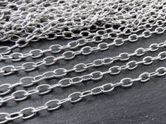 6x4mm Silver Cable Chain, Silver Chain, Oval Link Chain, Necklace Chain, Bracelet Chain, Matte Antique Silver Plated, 1 Meter = 3.3 Feet