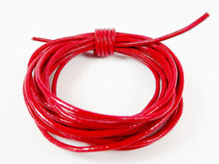 2mm Round Leather Cord Scarlet Red - 3 meters - 9ft Feet 10 inches - LC101