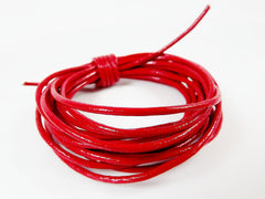 2mm Round Leather Cord Scarlet Red - 3 meters - 9ft Feet 10 inches - LC101