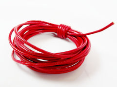 2mm Round Leather Cord Scarlet Red - 3 meters - 9ft Feet 10 inches - LC101