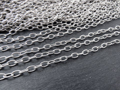 6x4mm Silver Cable Chain, Silver Chain, Oval Link Chain, Necklace Chain, Bracelet Chain, Matte Antique Silver Plated, 1 Meter = 3.3 Feet