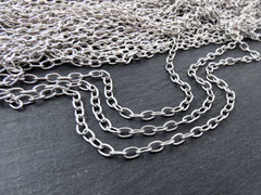 6x4mm Silver Cable Chain, Silver Chain, Oval Link Chain, Necklace Chain, Bracelet Chain, Matte Antique Silver Plated, 1 Meter = 3.3 Feet