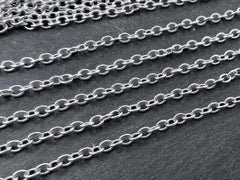 4x3mm Silver Cable Chain, Silver Chain, Oval Link Chain, Necklace Chain, Bracelet Chain, Matte Antique Silver Plated, 1 Meter = 3.3 Feet