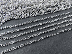 4x3mm Silver Cable Chain, Silver Chain, Oval Link Chain, Necklace Chain, Bracelet Chain, Matte Antique Silver Plated, 1 Meter = 3.3 Feet