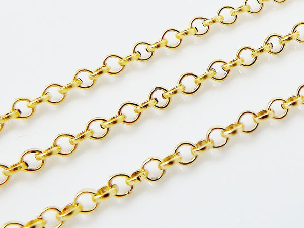 2.5mm Rolo Chain  - 22k Gold Plated - 1 Meter  or 3.3 Feet - GCHA105