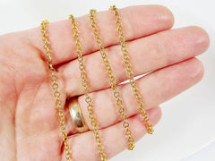 2.5mm Rolo Chain  - 22k Gold Plated - 1 Meter  or 3.3 Feet - GCHA105