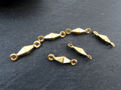 Geometric Diamond Charm Connectors with Two Loops, Connector Links,  22k Matte Gold Plated 6pc