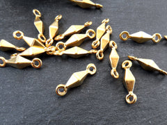 Geometric Diamond Charm Connectors with Two Loops, Connector Links,  22k Matte Gold Plated 6pc