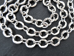 17mm Chunky Organic Link Statement Chain, Very Thick Gold Chain, Wavy Oval Link Chain, Matte Antique Silver Plated, 1 Meter = 3.3 Feet