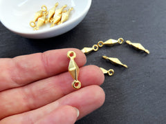 Geometric Diamond Charm Connectors with Two Loops, Connector Links,  22k Matte Gold Plated 6pc