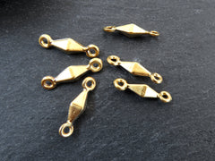 Geometric Diamond Charm Connectors with Two Loops, Connector Links,  22k Matte Gold Plated 6pc