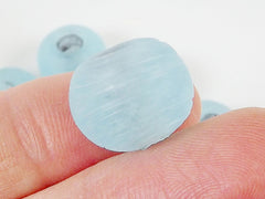8 Chunky Artisan Handmade Matte Frosty Ice Blue Glass Bead - 13mm - BE120