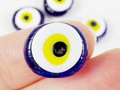 4 Artisan Handmade Navy Blue Evil Eye Nazar Medium Glass Bead - 16 mm - BE126