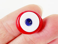 4 Artisan Handmade Poppy Red Glass Evil Eye Nazar Medium Bead - 16 mm - BE148