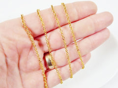 2mm Gold Rolo Chain Round Link, Gold Chain, Bracelet Necklace Chain Jewelry Supplies - 22k Gold Plated - 1 Meter  or 3.3 Feet - GCHA109