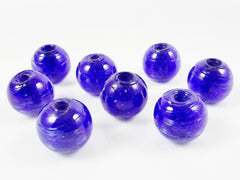 8 Chunky Artisan Handmade Blueberry Blue Glass Bead - 13mm - BE156