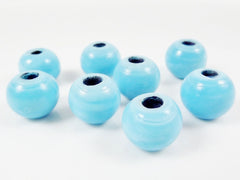 BULK - 30 Chunky Artisan Handmade Sky Blue Glass Bead - 13mm - BE118