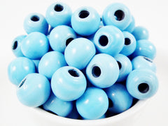 BULK - 30 Chunky Artisan Handmade Sky Blue Glass Bead - 13mm - BE118