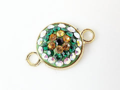 Green Evil Eye Crystal Connector - Gold Plated - 1PC