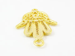 Filigree Hamsa Hand of Fatima Connector- 22k Gold Plated - 1PC