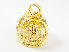 Large Rustic Ornate Filigree 22k Matte Gold Plated Tassel Cap - FIN104