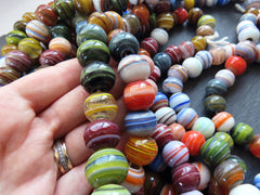 20 Large Glass Marble Beads, Chunky Round Artisan Handmade, Hand Crafted, Tradtional Earthy Ethnic Bead Size Between 13 - 14mm