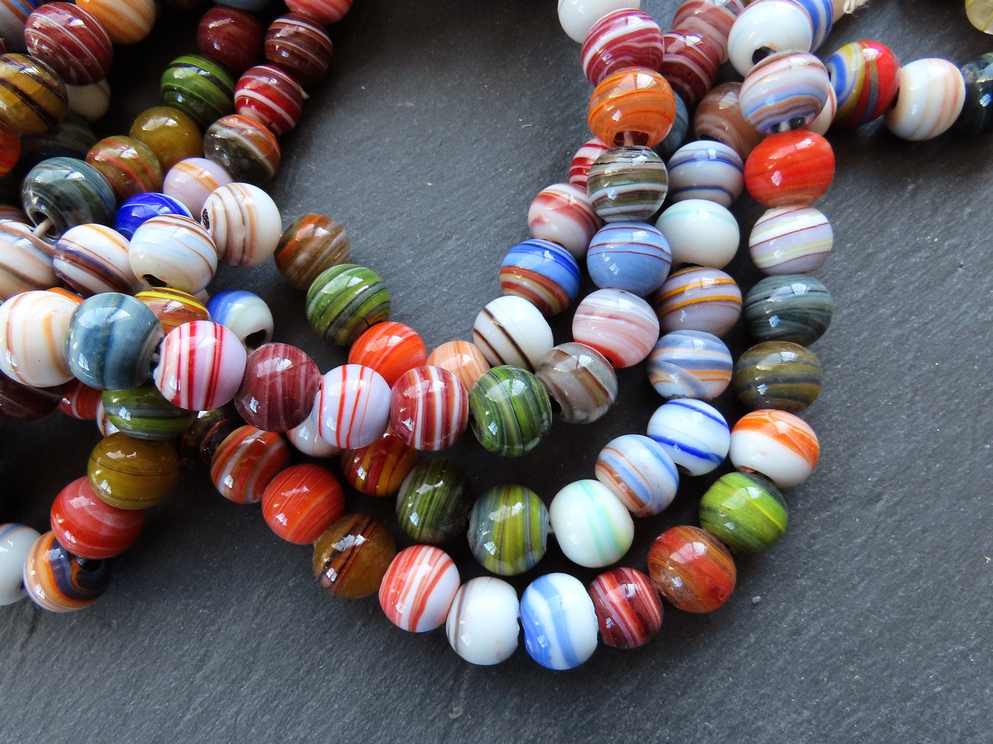 20 Large Glass Marble Beads, Chunky Round Artisan Handmade, Hand Craft –  LylaSupplies
