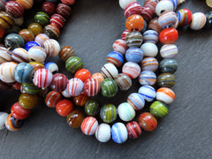 20 Large Glass Marble Beads, Chunky Round Artisan Handmade, Hand Crafted, Tradtional Earthy Ethnic Bead Size Between 13 - 14mm