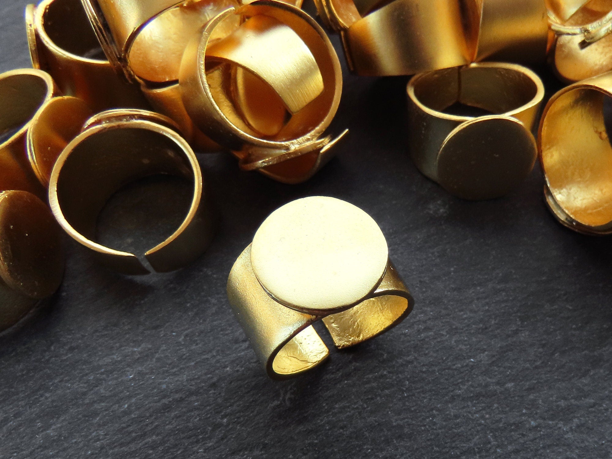 Gold Ring Base, Ring Blank, Smooth Ring Blank, Adjustable Ring
