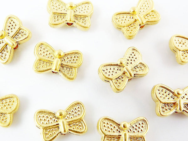 10 Butterfly Matte Gold Plated Bead Spacers