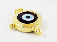 Black Blue Evil Eye Round Glass Pendant - 22k Matte Gold Plated 1pc - SP126