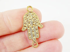 3 Mini Ornate Hamsa Hand of Fatima - 22k Matte Gold Plated