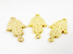 3 Mini Ornate Hamsa Hand of Fatima - 22k Matte Gold Plated
