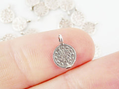 Silver Coin Charm Pendant, Mini Coin Charms, Small Coins, Silver Coins, Rustic Coins, Silver Charms, Matte Antique Silver Plated 20pc