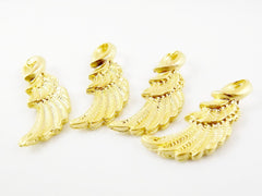 4 Wing Pendant Charms - 22k Matte Gold Plated - GCM104