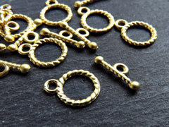 Mini Toggle Clasps, T Bar Clasps, Tiny Twisted Toggle Clasps, T Clasps, Gold Clasps, Clasp, Closure, 22k Matte Gold Plated, 8 sets