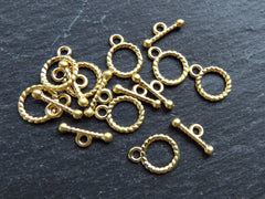 Mini Toggle Clasps, T Bar Clasps, Tiny Twisted Toggle Clasps, T Clasps, Gold Clasps, Clasp, Closure, 22k Matte Gold Plated, 8 sets